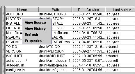 File Listing Context Menu